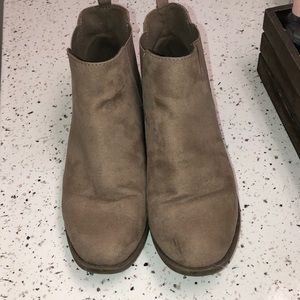 Gray fake suede booties